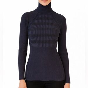 Karen Millen Blue Stripe 3/4 Sleeve Sweater Size 2